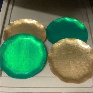 Gold & Green Christmas (4) Plastic Glitter Trays.